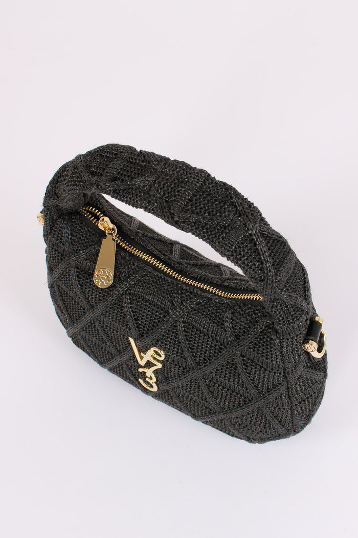 Dalia Mini Hobo Intreccio Croc Nero-6