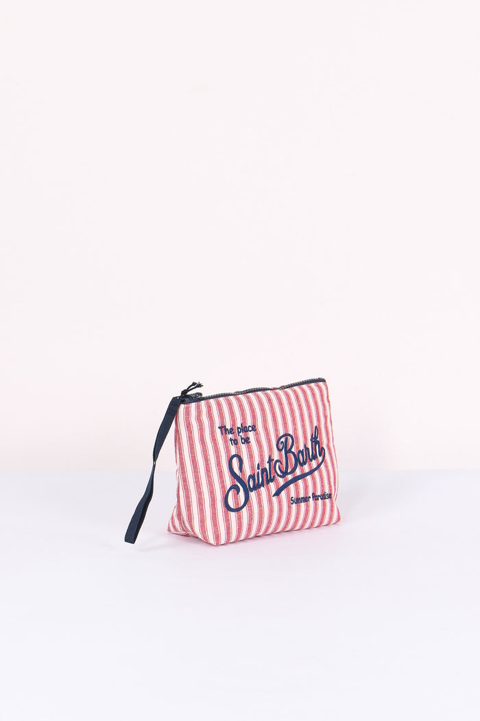Aline Pochette Canvas Righe Rosso/bianco-5