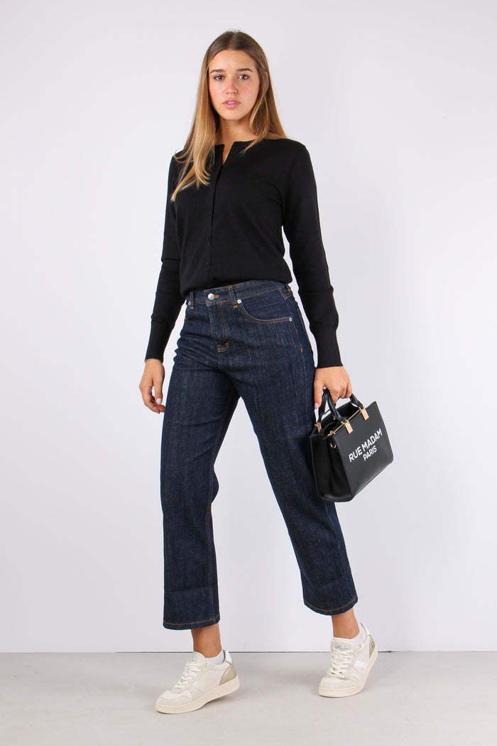 Denim Gamba Dritta Risvolto Denim