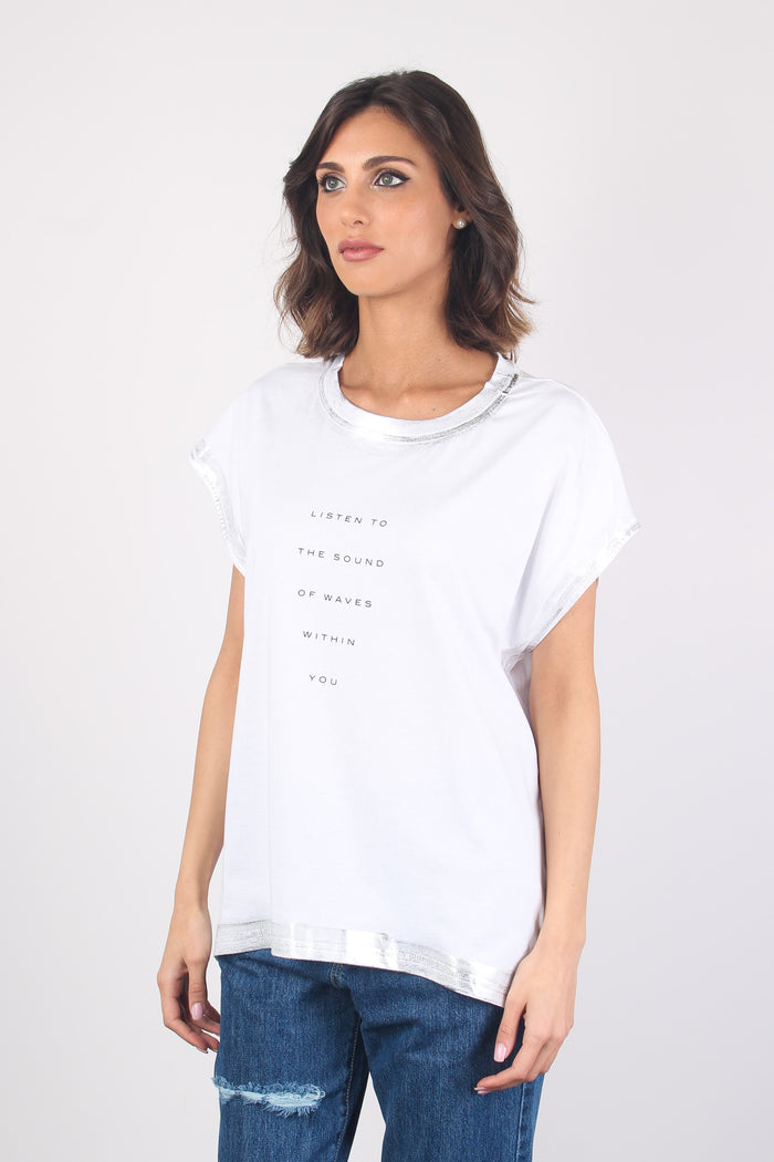 T-shirt Lamina Scritta Bianco/argento-4