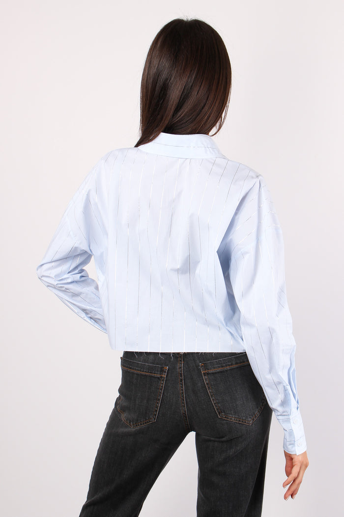 Camicia Corta Riga Laminata Celeste-3