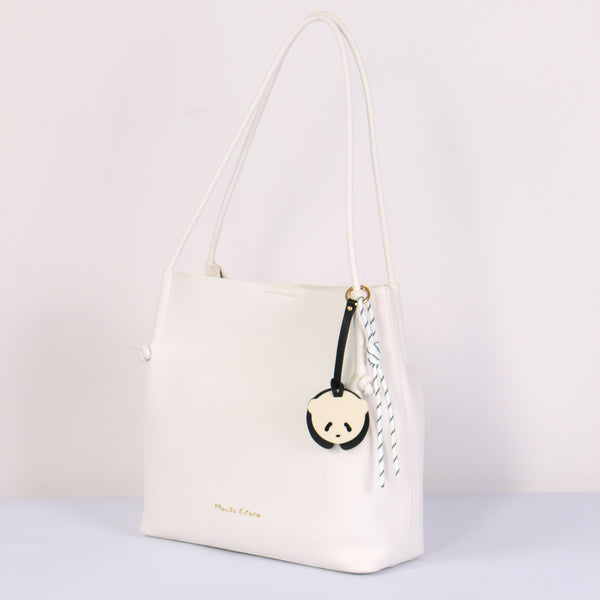 Tote Bag Manici Sottili Bianco Ottico-2