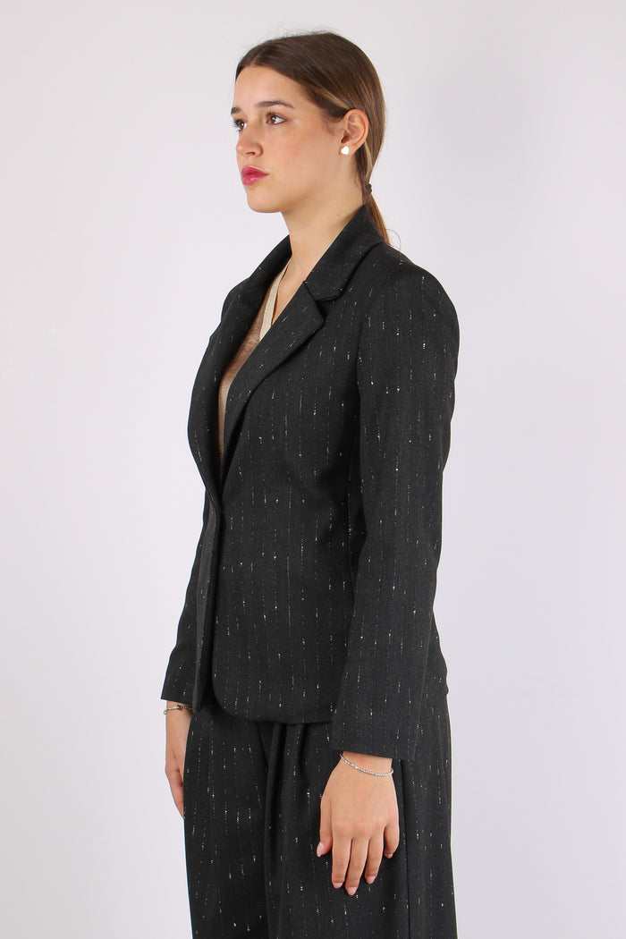 Giacca Fittata 1 Bottone Filo Grigio-6