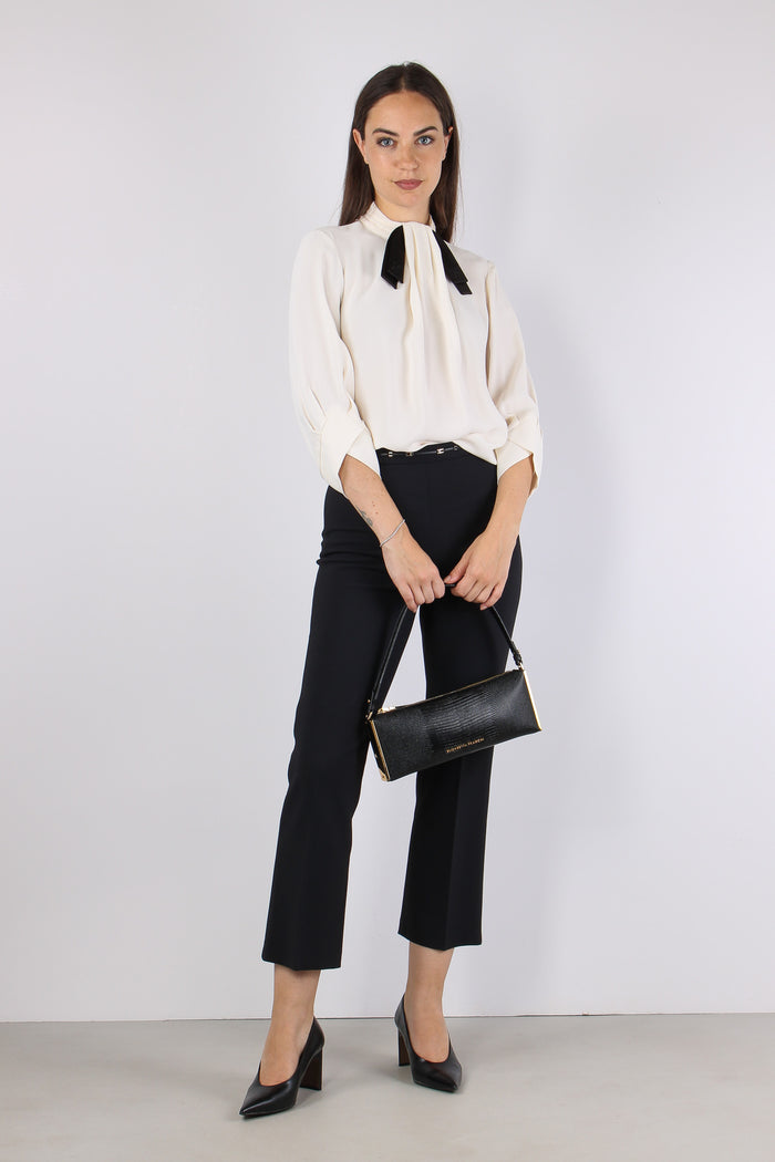 Blusa Georgette Cravatta Burro/nero-7