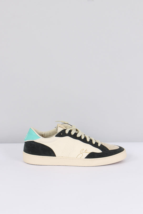 Sneakers Bimateriale Tela Beige/black