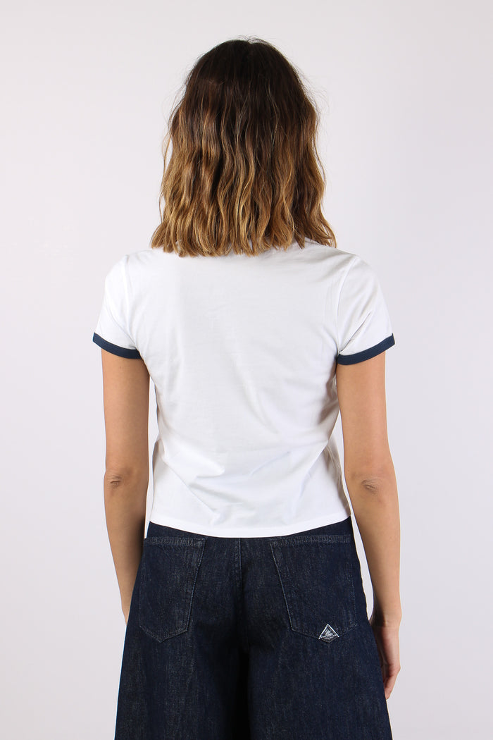 T-shirt Profilo Contrasto Bianco/blu-4