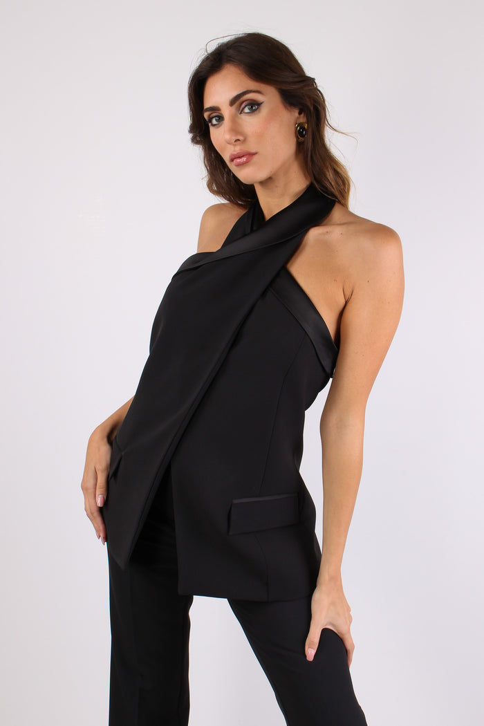 Gilet Incrocio Profilo Raso Black-3