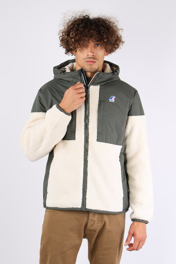 Giubbotto Inserto Teddy Green/ecru