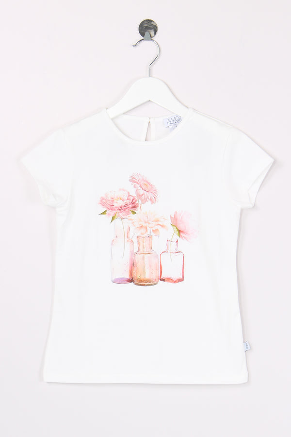 T-shirt Stampa Fiore Rosa