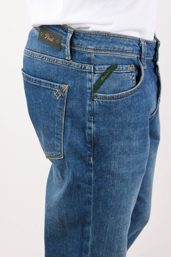 Denim Tapered Fondo Stretto Denim Medio-6