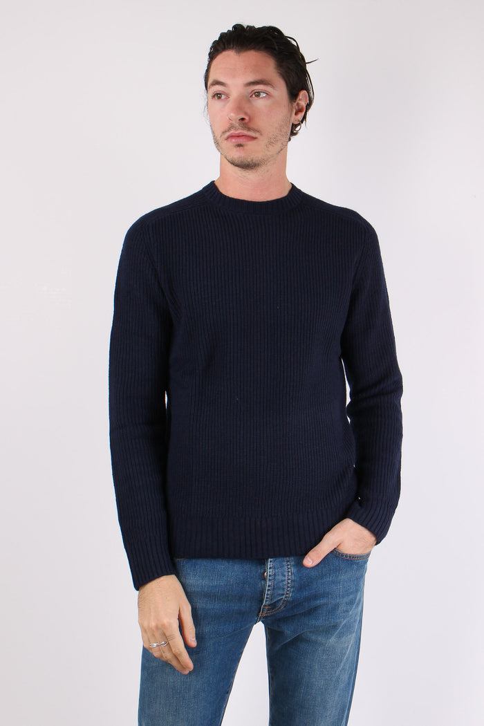 Maglia Giroccolo Misto Lana Poseidon Blue-3