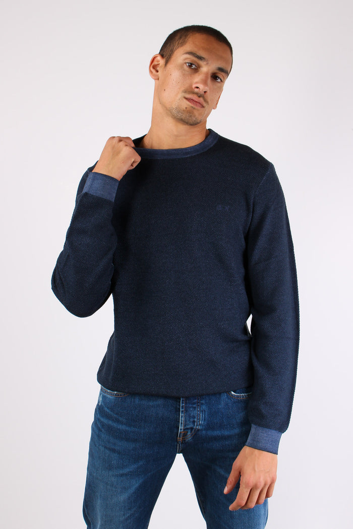 Maglia Lana Punto Riso Navy Blue-3