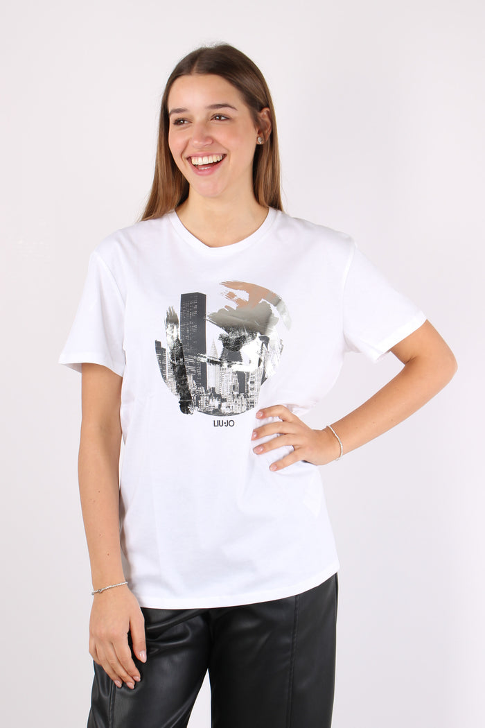 T-shirt Lamina Stampa Bianco/city-7