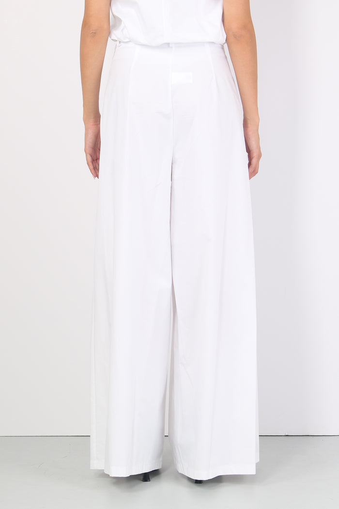 Pantalone Largo Cotone Pences Bianco-4