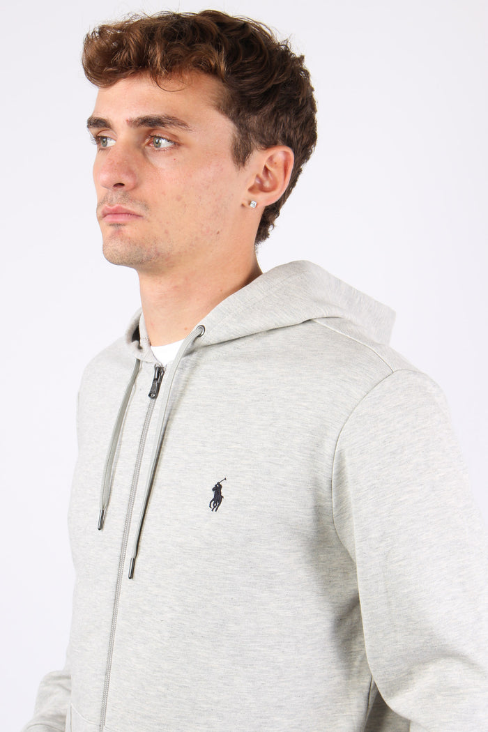 Felpa Zip Cappuccio Logo Sport Heather-6