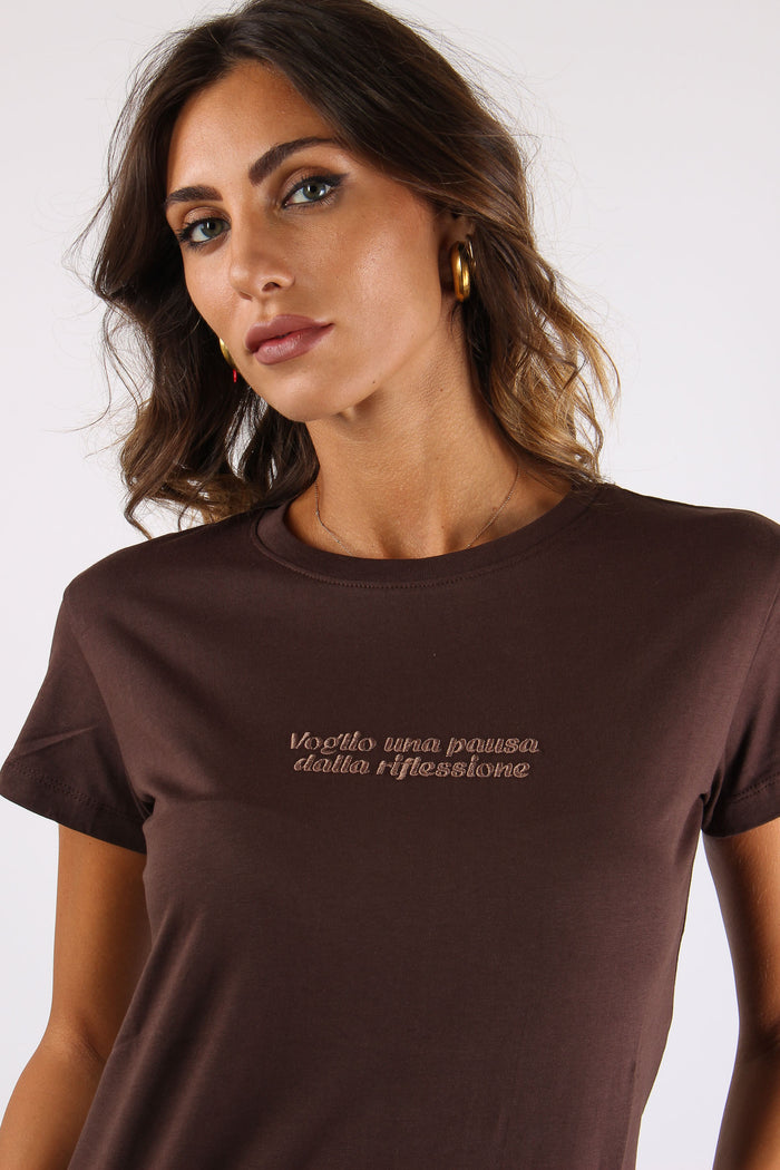 T-shirt Ricamo Voglio Una Rifl Moro-3