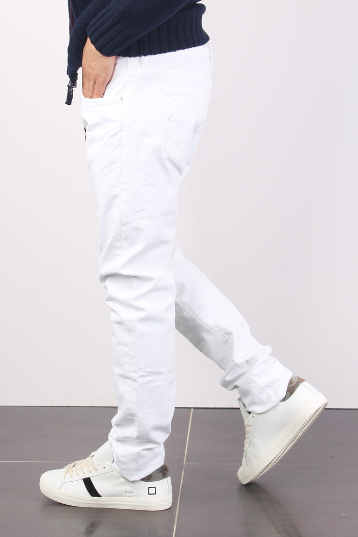 Jeans Cinque Tasche Logo Bianco Ottico-5