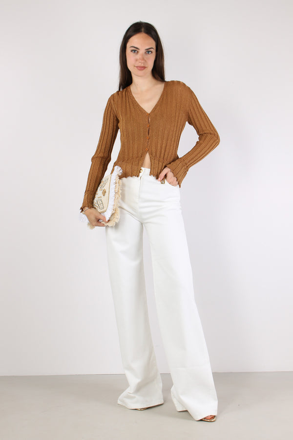 Cardigan Lurex Cammello
