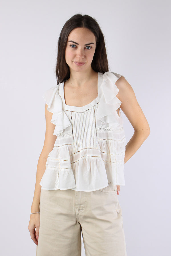 Blusa Ricamo Balze Panna-2