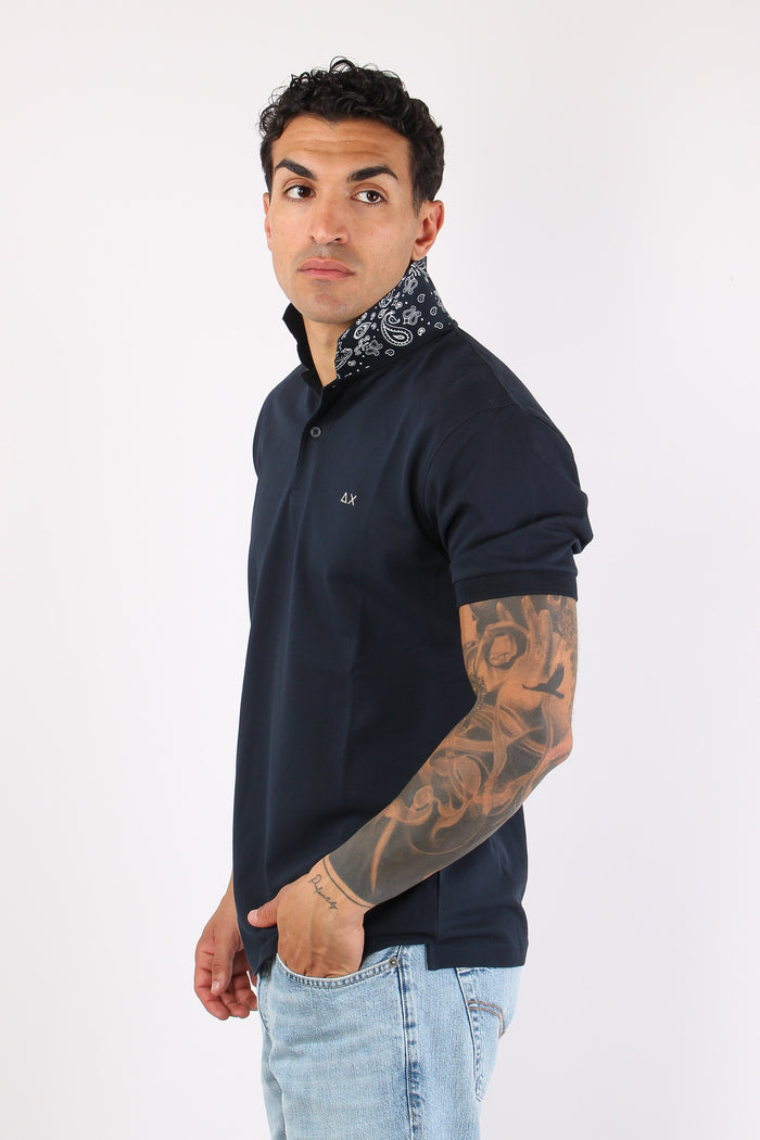 Polo Sotto Collo Bandana Navy Blue-3
