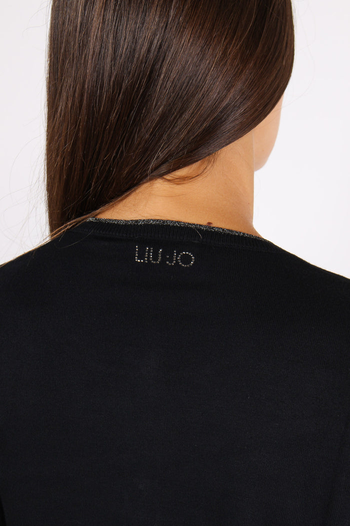 Cardigan Viscosa Profilo Lurex Nero-11