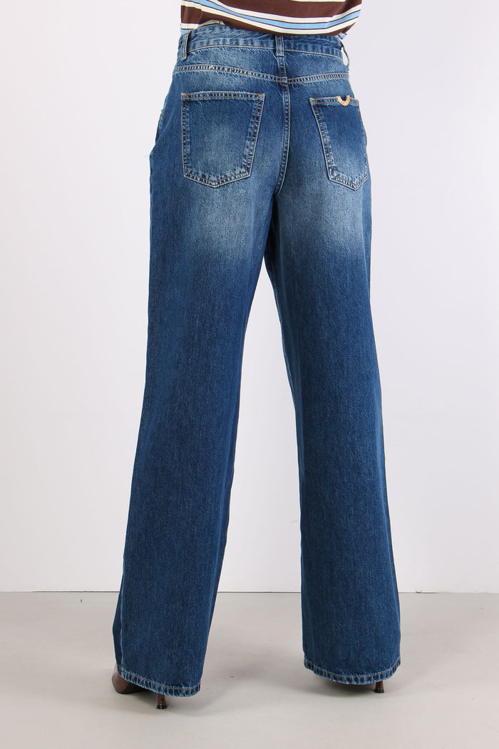 Jeans Banda Contrasto Blu-6