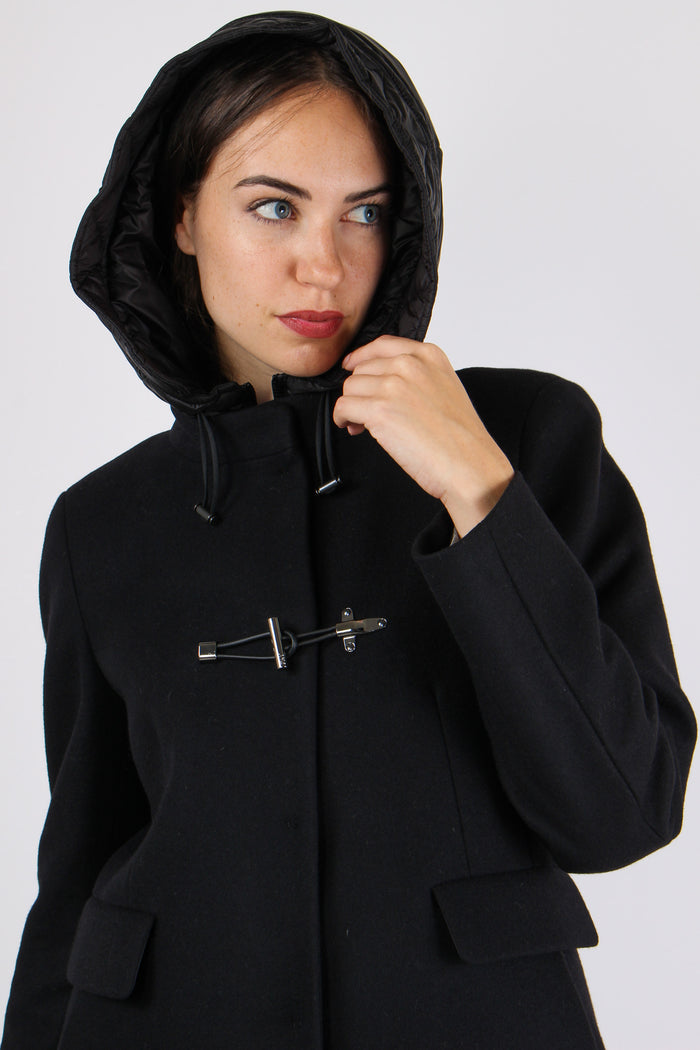 Cappotto Toggle Panno Nero-8
