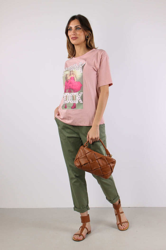 T-shirt Stampa Rock Rosa-5