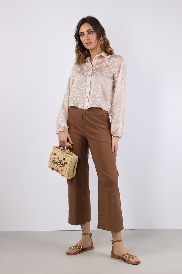 Pantalone Cropped Risvolto Terra