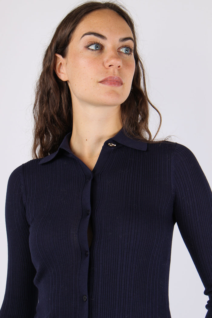 Mllbaco Polo Manica Lunga Blu Navy-6