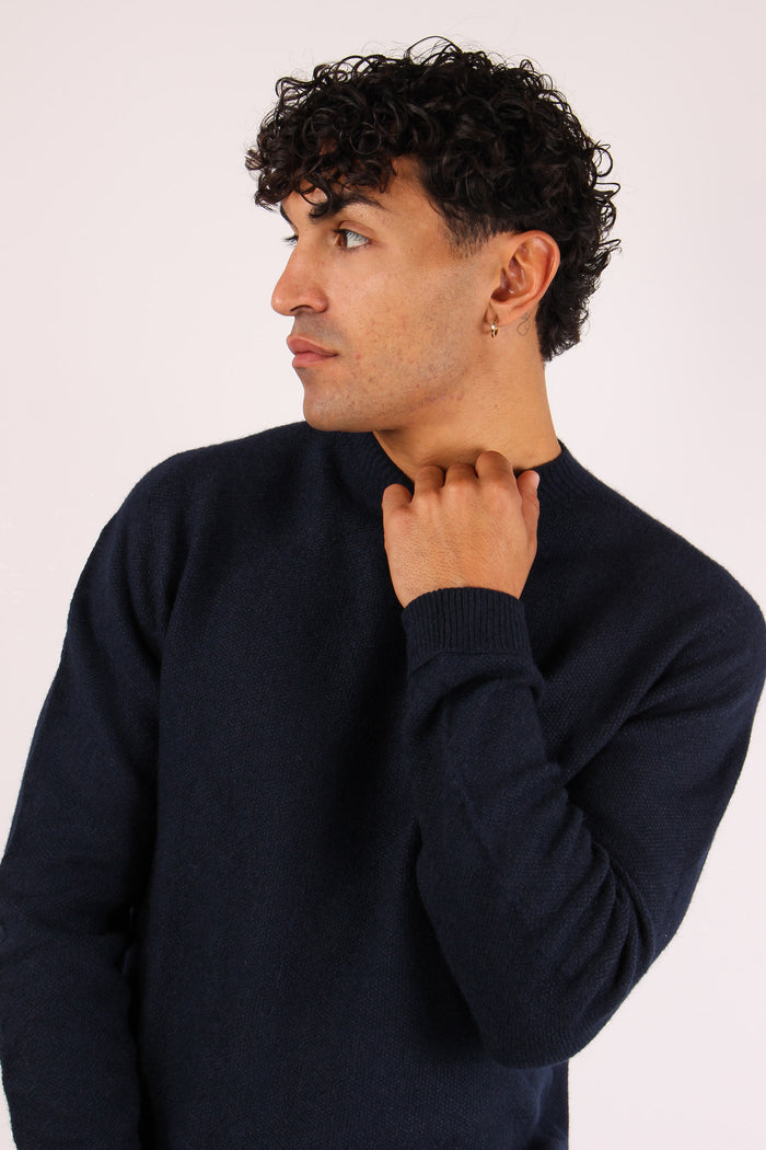 Maglia Girocollo Punto Riso Blu-8