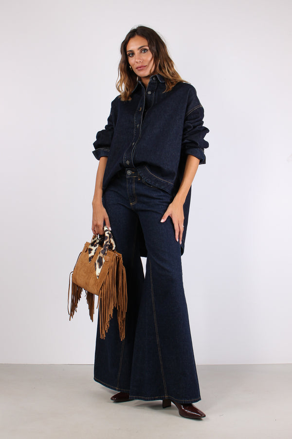 Cassandra Camicia Over Denim Denim Scuro