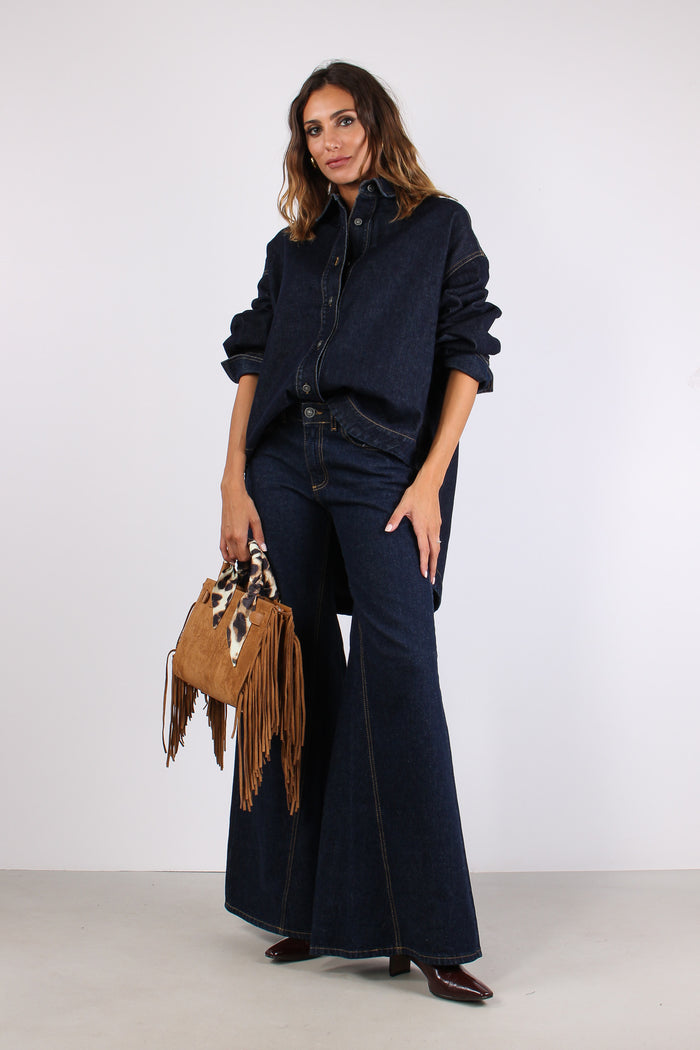 Cassandra Camicia Over Denim Denim Scuro