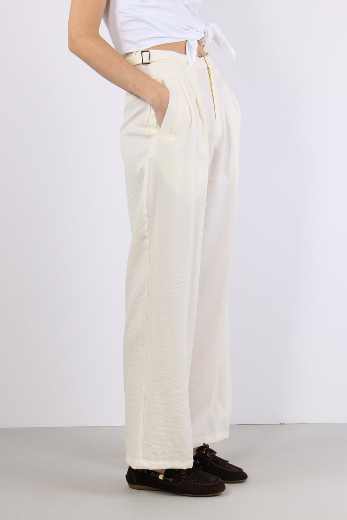 Pantalone Fluido Pences Panna-7