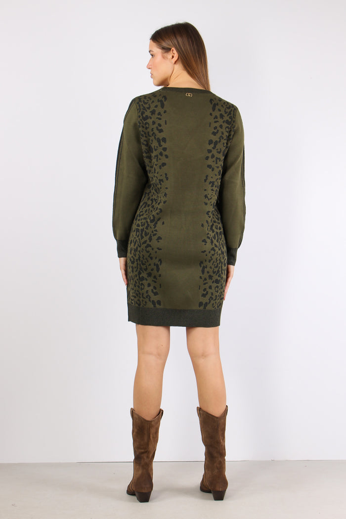 Abito In Maglia Macula Lurex Olive/nero-4