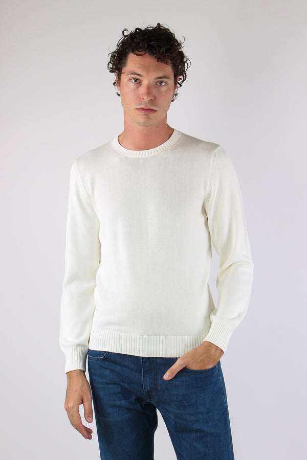Maglia Girocollo 2 Fili 100% Cotone Panna