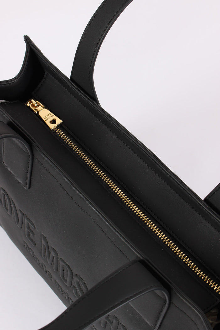 Shopping Rigida Effetto Denim Denim Nero-5