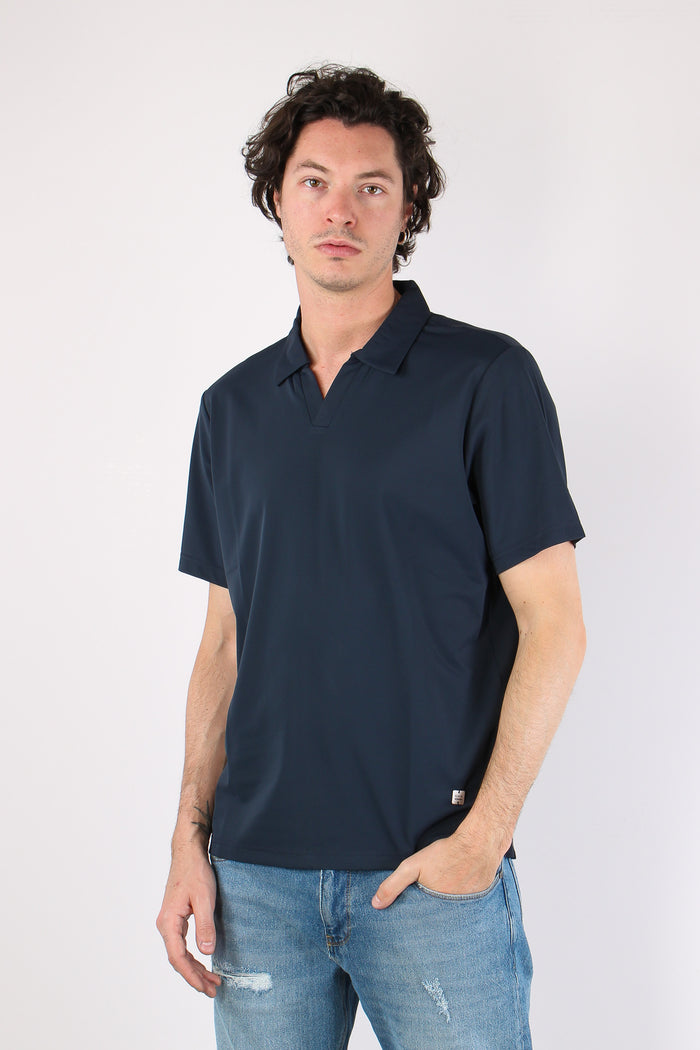 Polo Tessuto Tecnico Blu Navy-3
