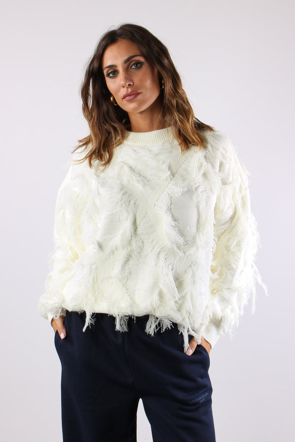 Maglia Rombi Frange Crema-2