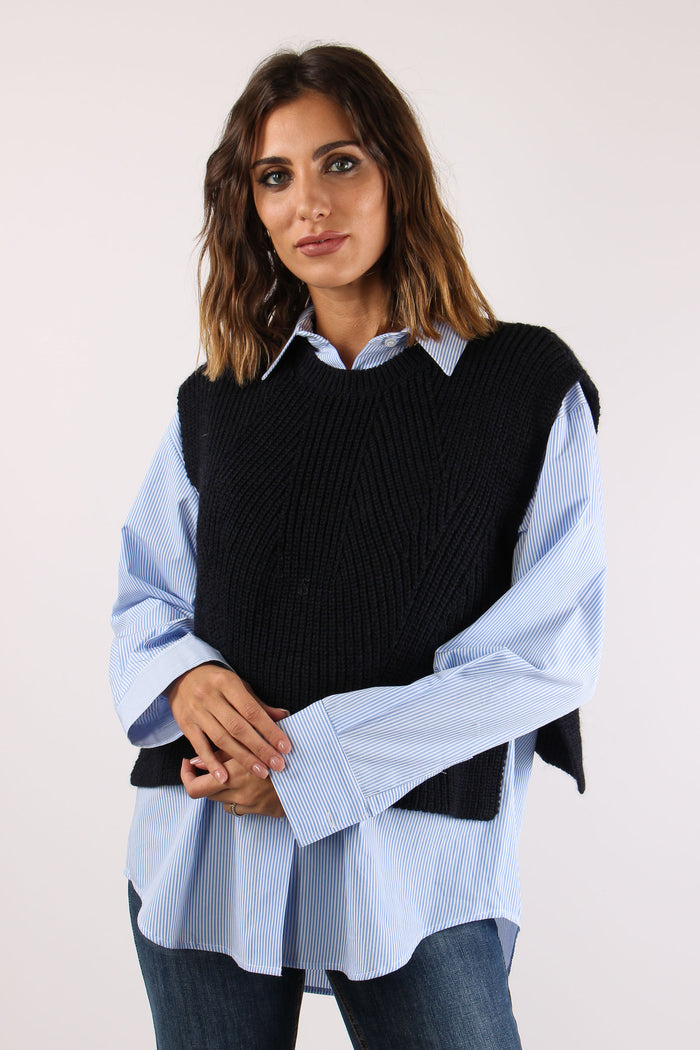 Gilet Apertura Laterale Blu-7