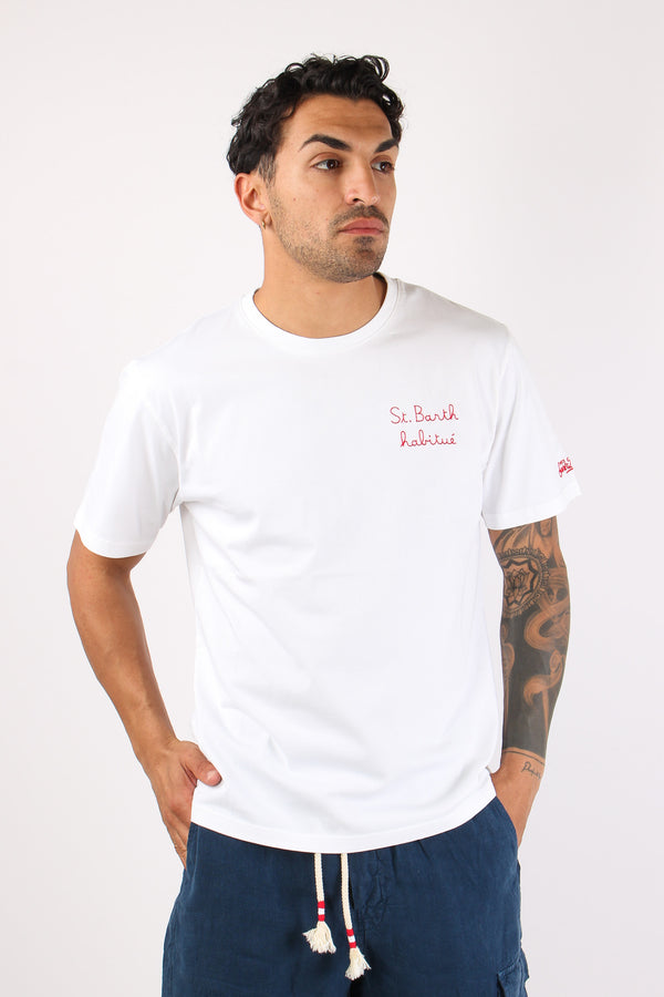T-shirt Scritta Ricami Habitue