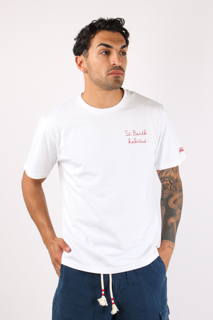T-shirt Scritta Ricami Habitue