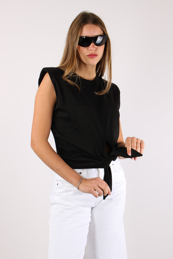 T-shirt Nodo Spalline Nero-6