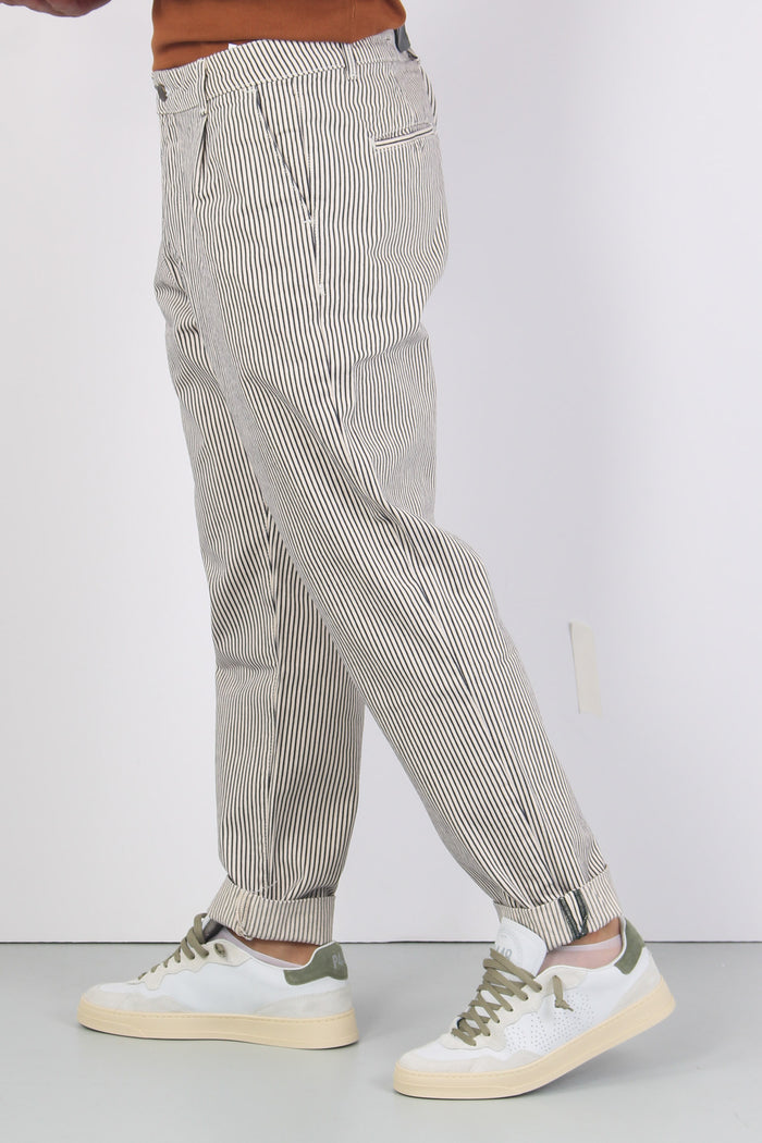 Pantalone Chino Pence Righe Bianco/blu-8