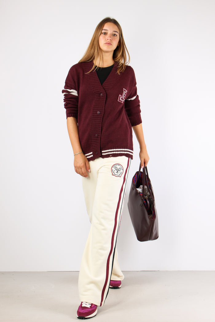 Cardigan Lana Bottoni Patch Bordeaux-5