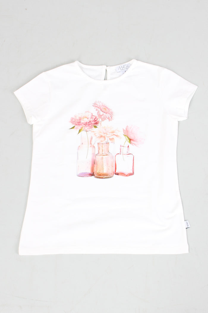 T-shirt Stampa Fiore Rosa-4