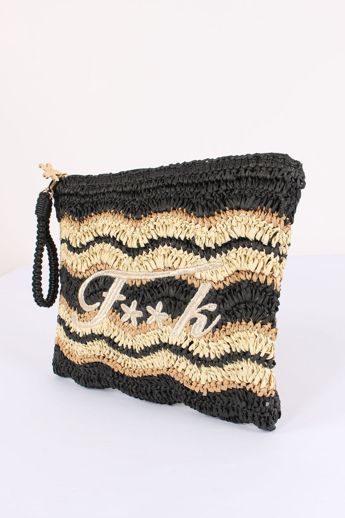 Pochette Paglia Riga Nero-4