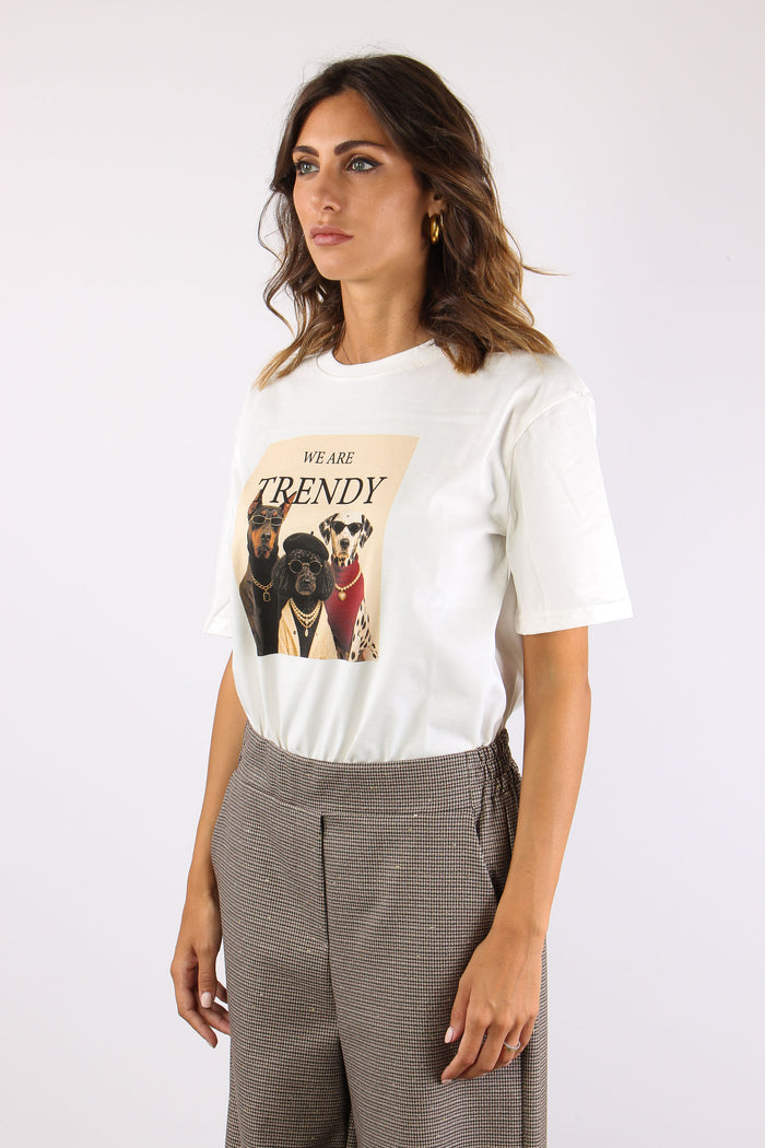 T-shirt Stampa Cani  Trendy Panna-6
