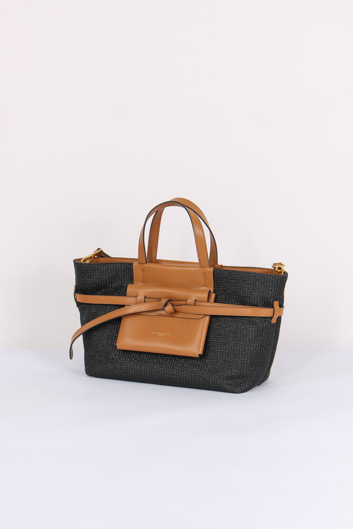 Belty Shopping Mini Rafia Nero/cuoio-3