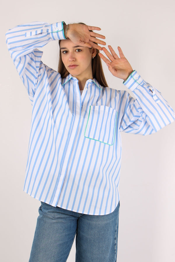 Camicia Riga Piping Contrasto Bianco/azzurro-2